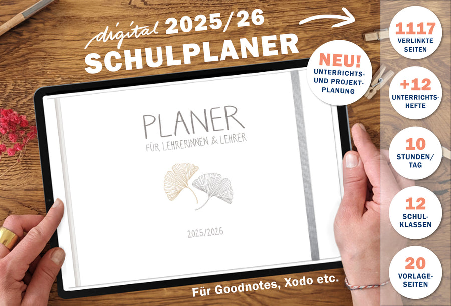 Lehrerkalender digital 2025 2026 | digitaler Lehrerplaner für Unterrichtsvorbereitung & Planung | Schulplaner im Querformat, Schuljahr 2025/26