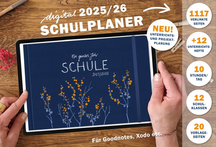 Lehrerkalender digital 2025 2026 | digitaler Lehrerplaner für Unterrichtsvorbereitung & Planung | Schulplaner im Querformat, Schuljahr 2025/26