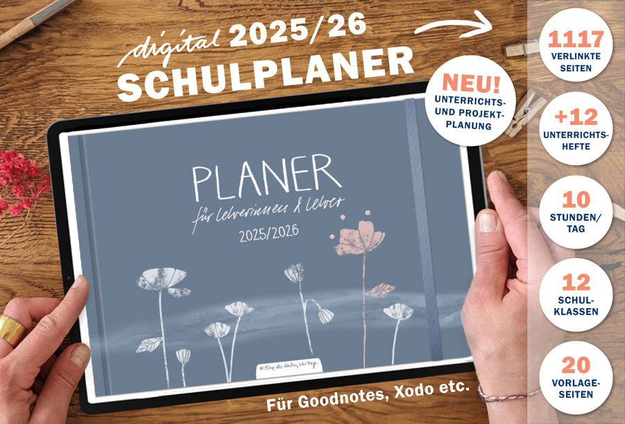 Lehrerkalender digital 2025 2026 | digitaler Lehrerplaner für Unterrichtsvorbereitung & Planung | Schulplaner im Querformat, Schuljahr 2025/26