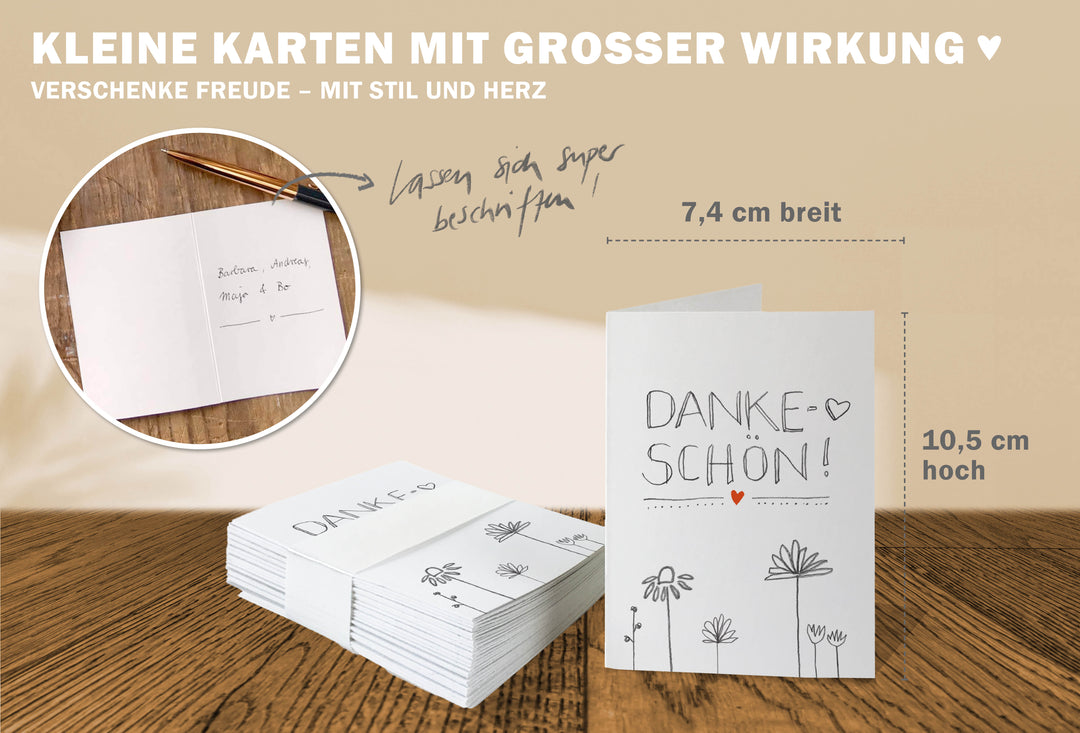 Geschenkanhänger Danksagung, Anhänger Namensschild Dankeskarten, weiß grau mini Danke Klappkarten