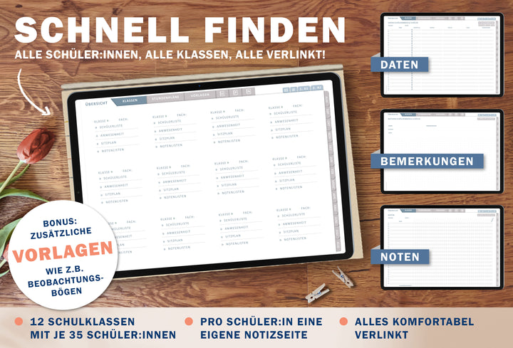 Lehrerkalender digital 2025 2026 | digitaler Lehrerplaner für Unterrichtsvorbereitung & Planung | Schulplaner im Querformat, Schuljahr 2025/26