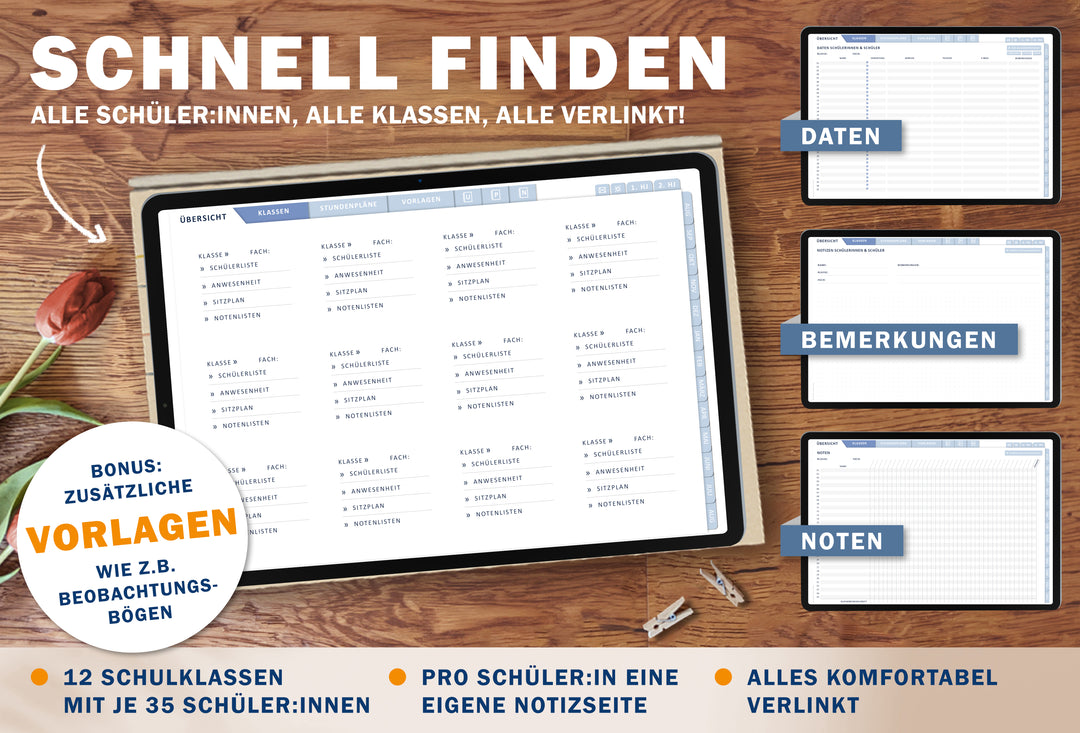 Lehrerkalender digital 2025 2026 | digitaler Lehrerplaner für Unterrichtsvorbereitung & Planung | Schulplaner im Querformat, Schuljahr 2025/26
