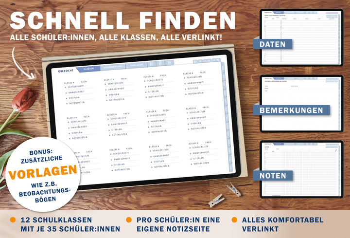Lehrerkalender digital 2025 2026 | digitaler Lehrerplaner für Unterrichtsvorbereitung & Planung | Schulplaner im Querformat, Schuljahr 2025/26