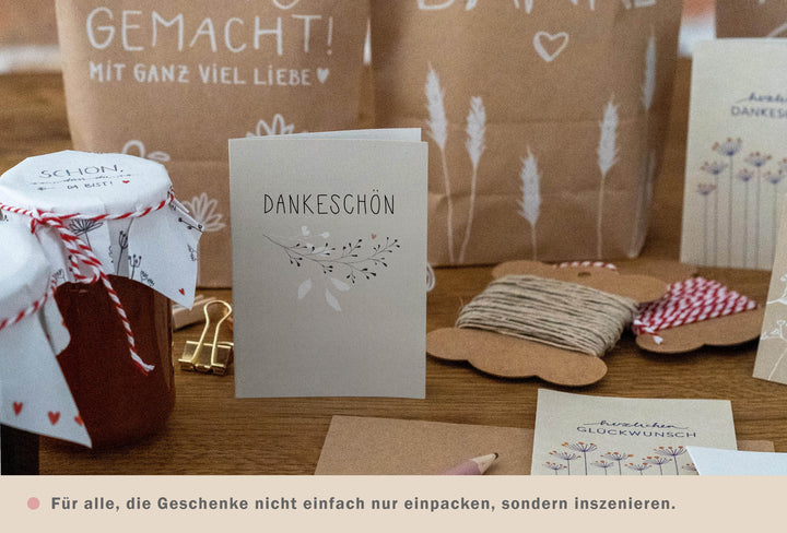 Geschenkanhänger Dankeschön, Anhänger Namensschild Tischkarte, Danksagung Geschenk beschriften, Creme Weiß Rosa