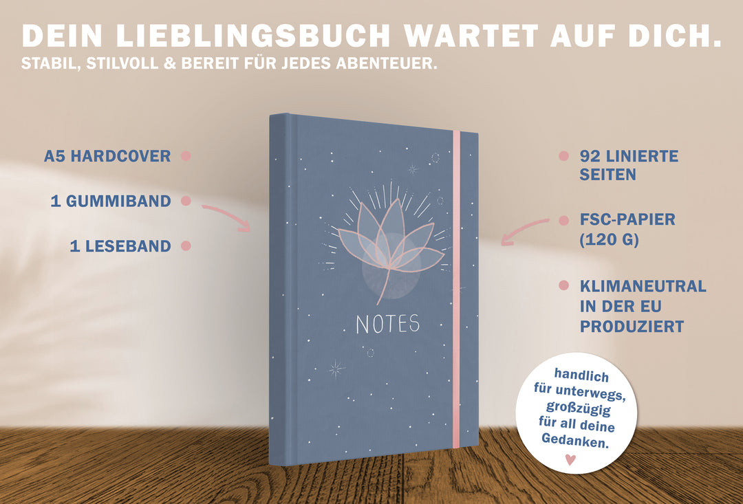 Klassisches Tagebuch liniert für Mädchen, Teenager und Erwachsene im modernen Blumen Design