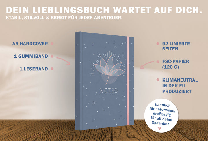 Klassisches Tagebuch liniert für Mädchen, Teenager und Erwachsene im modernen Blumen Design