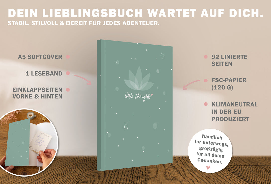 Klassisches Tagebuch liniert für Mädchen, Teenager und Erwachsene im modernen Blumen Design