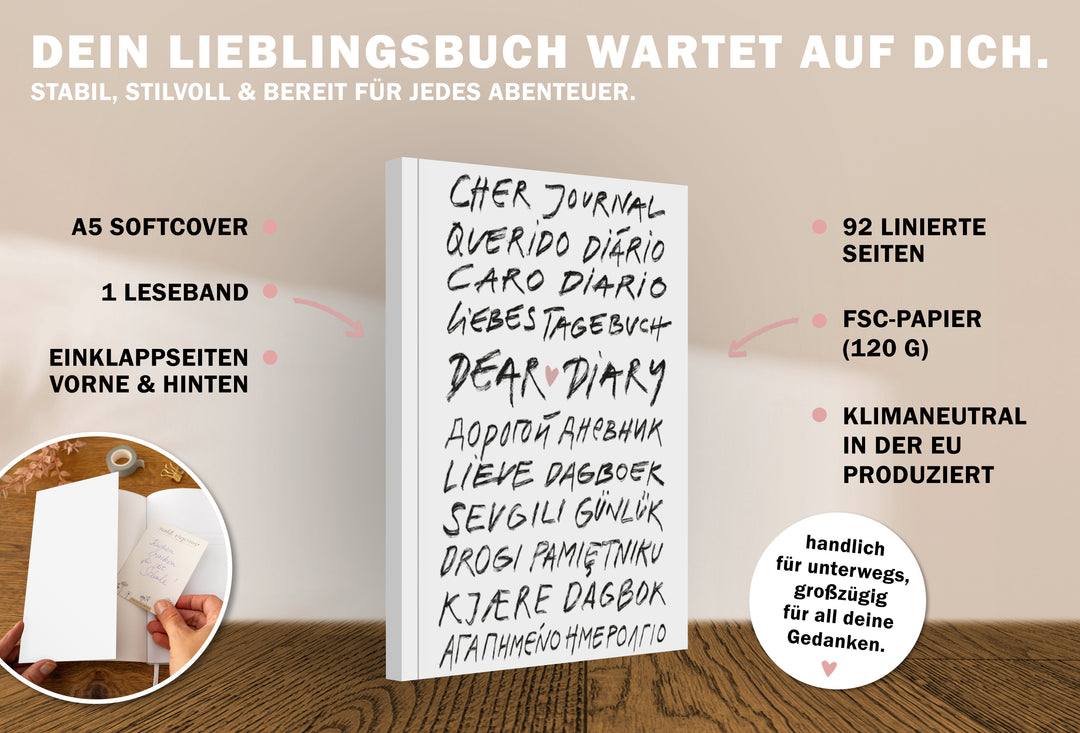 Klassisches Tagebuch liniert für Mädchen, Teenager und Erwachsene im modernen Blumen Design