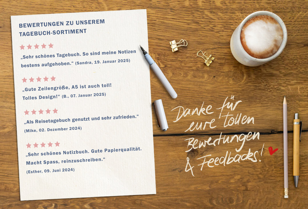 Liebes Tagebuch – Notizbuch für Erwachsene und Teenager, 92 Seiten liniert, A5 Softcover, FSC Papier, Blau Rosa mit Blumen