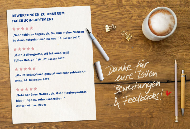 Tagebuch hübsches Design in gelb blau altrosa