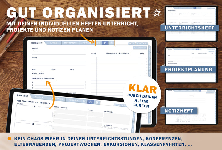 Lehrerkalender digital 2025 2026 | digitaler Lehrerplaner für Unterrichtsvorbereitung & Planung | Schulplaner im Querformat, Schuljahr 2025/26