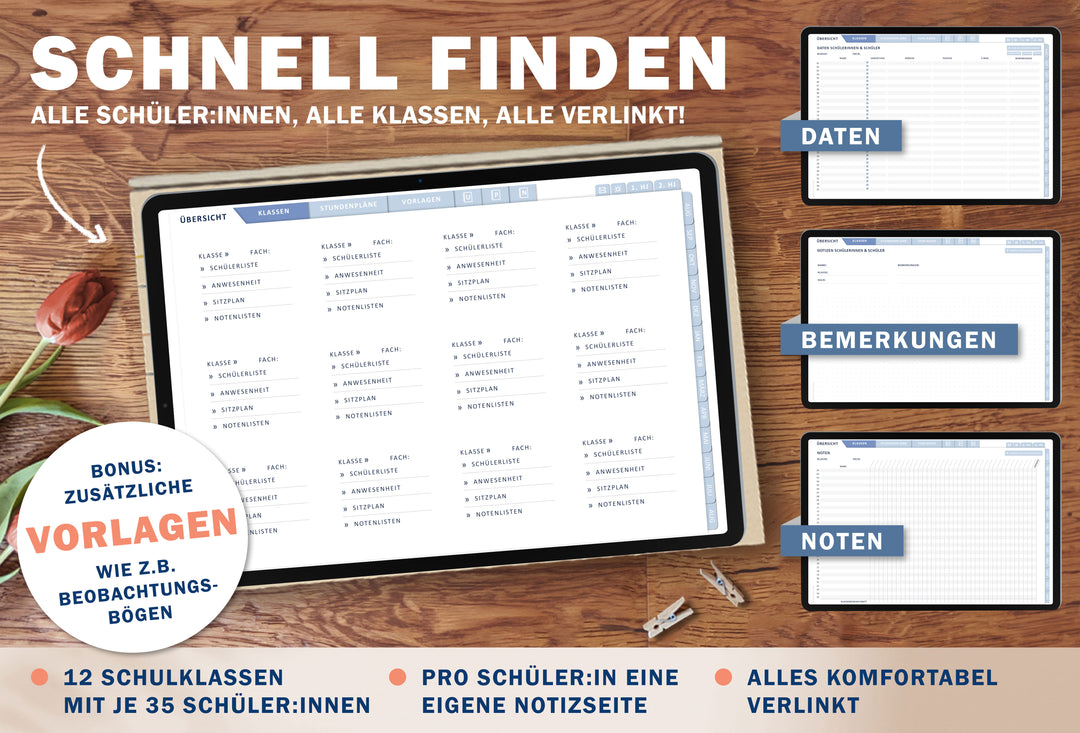 Lehrerkalender digital 2025 2026 | digitaler Lehrerplaner für Unterrichtsvorbereitung & Planung | Schulplaner im Querformat, Schuljahr 2025/26