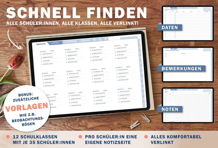 Lehrerkalender digital 2025 2026 | digitaler Lehrerplaner für Unterrichtsvorbereitung & Planung | Schulplaner im Querformat, Schuljahr 2025/26