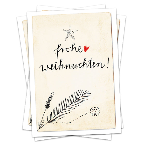 Weihnachtskarten - Frohe Weihnachten | hochwertige und originelle Postkarten | Weihnachtsgrußkarte für deine Weihnachtspost | Creme Weiß