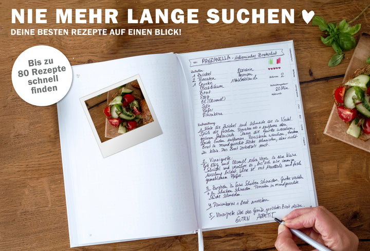Rezeptbuch zum Selberschreiben - selbst gemacht! - DIY Kochbuch für deine besten Rezepte, Kreatives Geburtstagsgeschenk, Weiß, Hardcover, 17x24 cm