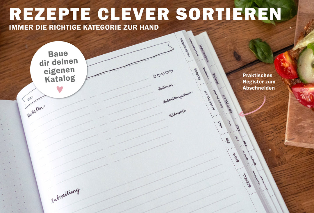 Rezeptbuch zum Selberschreiben - selbst gemacht! - DIY Kochbuch für deine besten Rezepte, Kreatives Geburtstagsgeschenk, Weiß, Hardcover, 17x24 cm