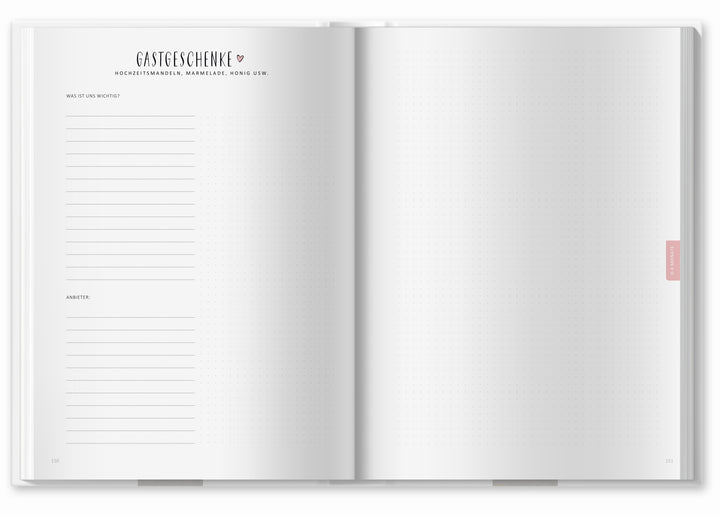 XXL Hochzeitsplaner mit vielen Checklisten, Zeitplan, To-do-Listen, Wedding Planner als Notizbuch, 184 S., A4, Hardcover, weiß, Recyclingpapier, klimaneutral gedruckt