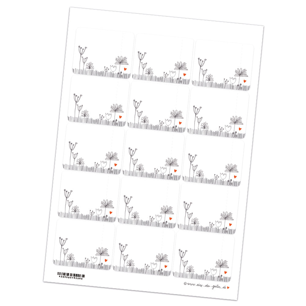 15 Freitext Aufkleber | eckige Etiketten selbstklebend zum selbst beschriften | für Hochzeit, Marmelade & Geschenke | DIY Handlettering Design mit Blumen