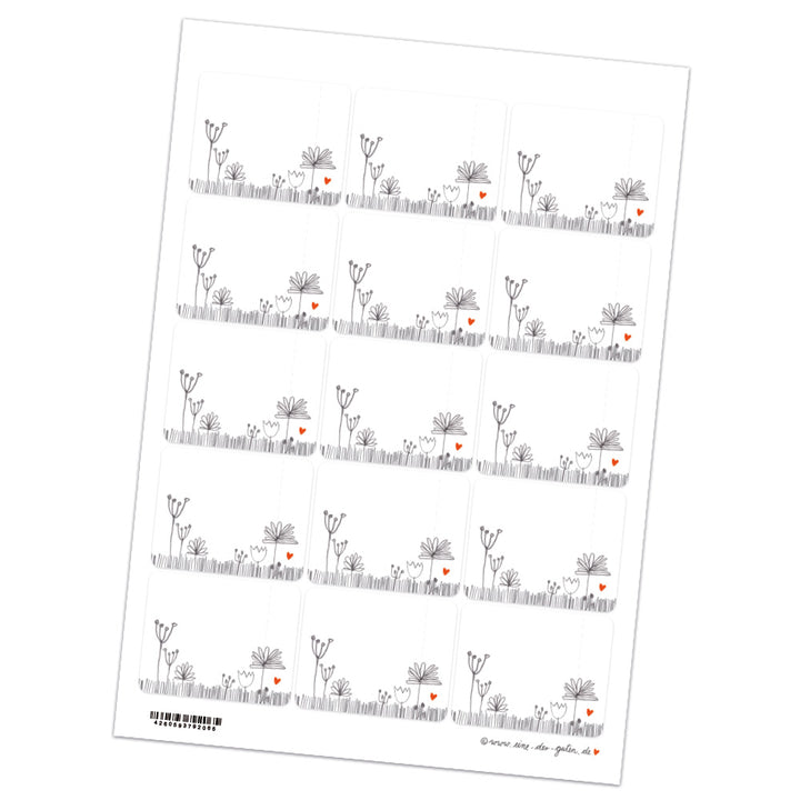 15 Freitext Aufkleber | eckige Etiketten selbstklebend zum selbst beschriften | für Hochzeit, Marmelade & Geschenke | DIY Handlettering Design mit Blumen