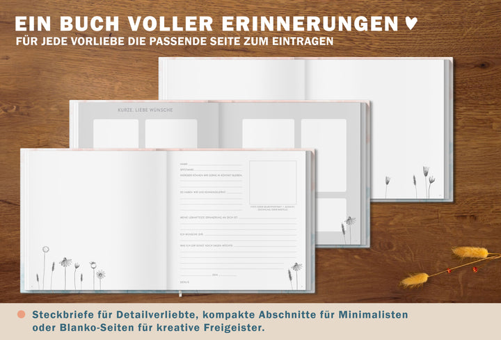 Abschiedsbuch für Kollegen, Freunde - wir werden dich vermissen - Abschiedsgeschenk, weiß türkis korall, 92 blanko Seiten, Hardcover, 120g FSC Papier