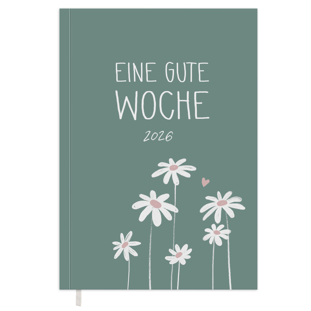 Kalender 2026 mint grün rosa weiß mit Hilfestellungen für mehr Achtsamkeit