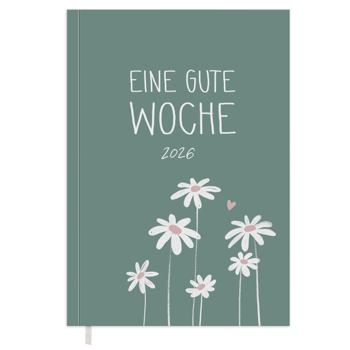 Kalender 2026 mint grün rosa weiß mit Hilfestellungen für mehr Achtsamkeit