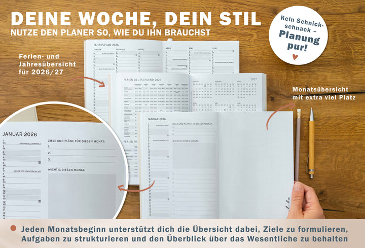 Ferienübersicht Terminkalender 2026 als Hausaufgabenheft oder Schülerkalender verwendbar