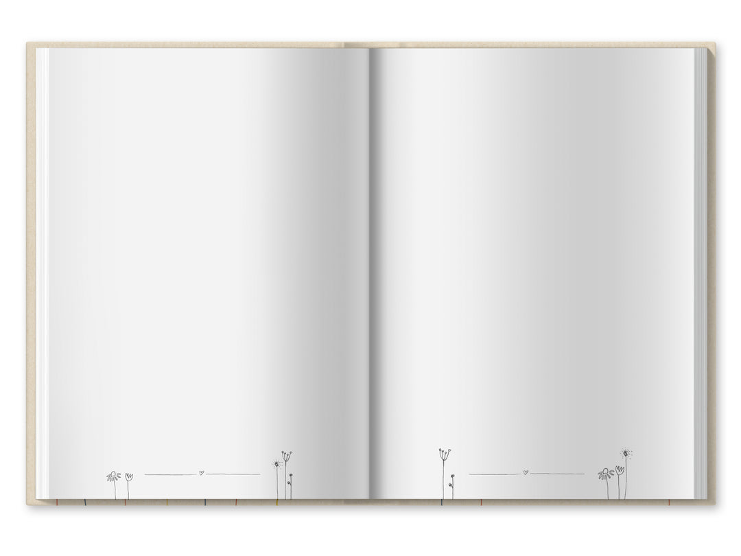 Hochzeitsgästebuch Creme - Schön dass du da bist | Gästebuch für Hochzeit, Geburtstag, Taufe | klimaneutrales FSC-Papier | 17x24 cm, Hardcover, robuste Fadenheftung