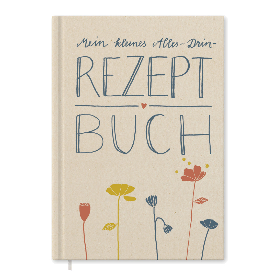 Kleines alles-drin A5 Rezeptbuch zum Selberschreiben | DIY Kochbuch, Backbuch, Geschenkidee | Creme Beige, FSC Papier, Hardcover