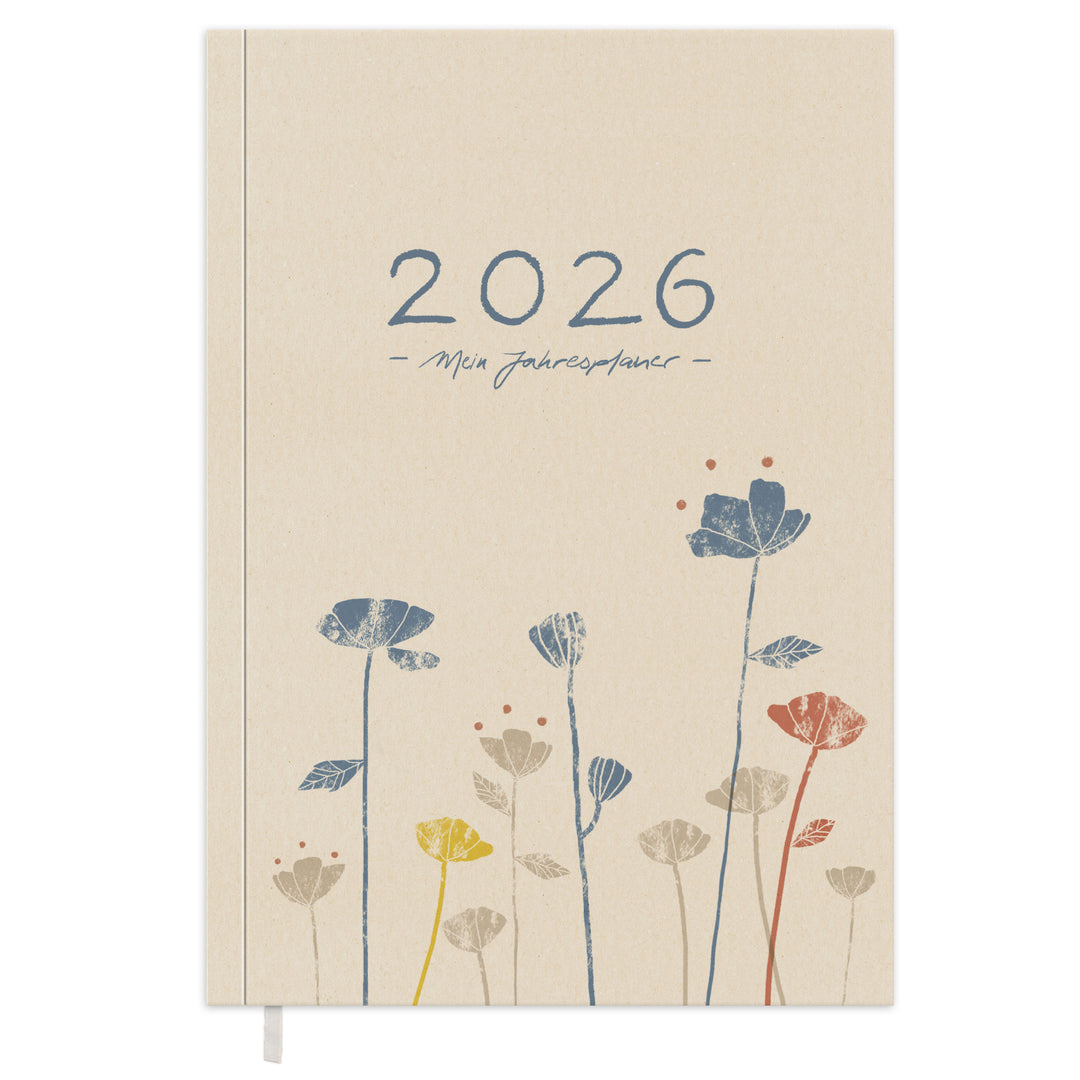 Kalender 2026 creme beige mit Hilfestellungen für mehr Achtsamkeit