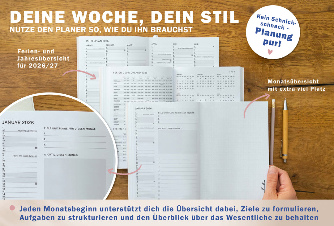 Ferienübersicht Terminkalender 2026 als Hausaufgabenheft oder Schülerkalender verwendbar