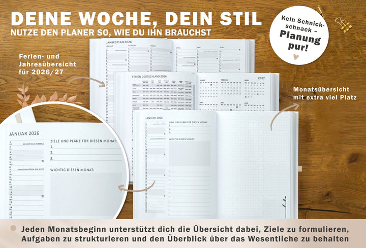 Ferienübersicht Terminkalender 2026 als Hausaufgabenheft oder Schülerkalender verwendbar