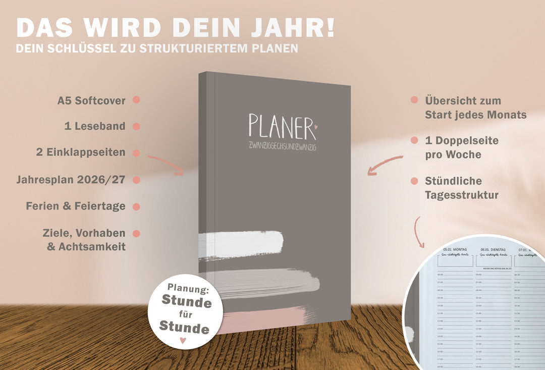 A5 Terminkalender 2026 mit 12 Monatsübersicht Seiten & blanko Seiten gepunktet für Skizzen, Doodles, Bullet Journaling