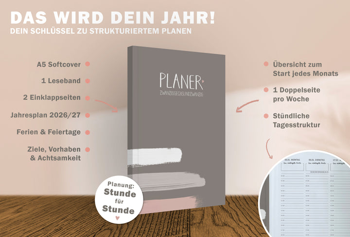 A5 Terminkalender 2026 mit 12 Monatsübersicht Seiten & blanko Seiten gepunktet für Skizzen, Doodles, Bullet Journaling