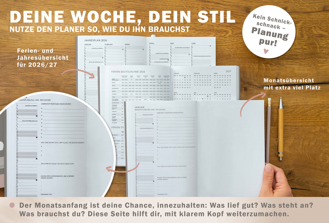 Terminkalender 2026 als Hausaufgabenheft oder Schülerkalender verwendbar, Mädchen & Teenager