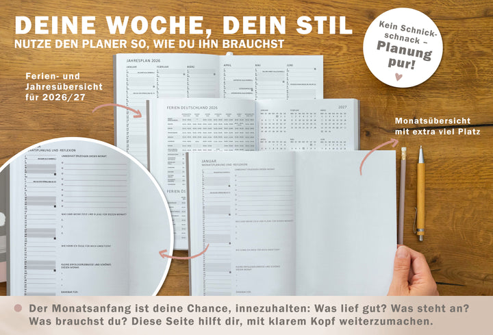 Terminkalender 2026 als Hausaufgabenheft oder Schülerkalender verwendbar, Mädchen & Teenager