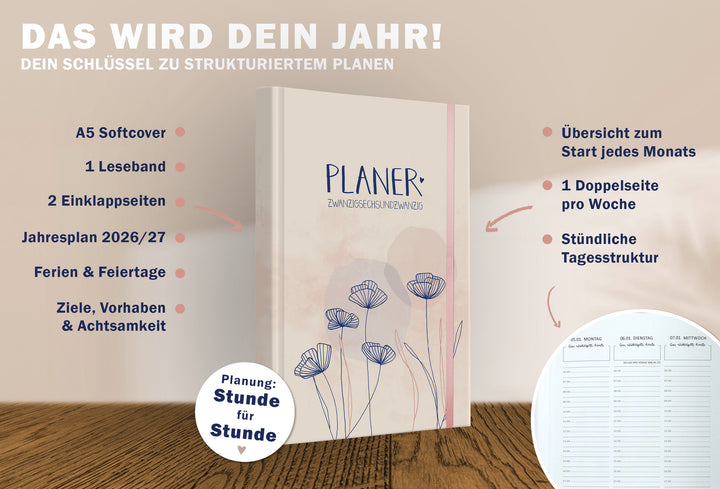 A5 Terminkalender 2026 mit 12 Monatsübersicht Seiten & blanko Seiten gepunktet für Skizzen, Doodles, Bullet Journaling