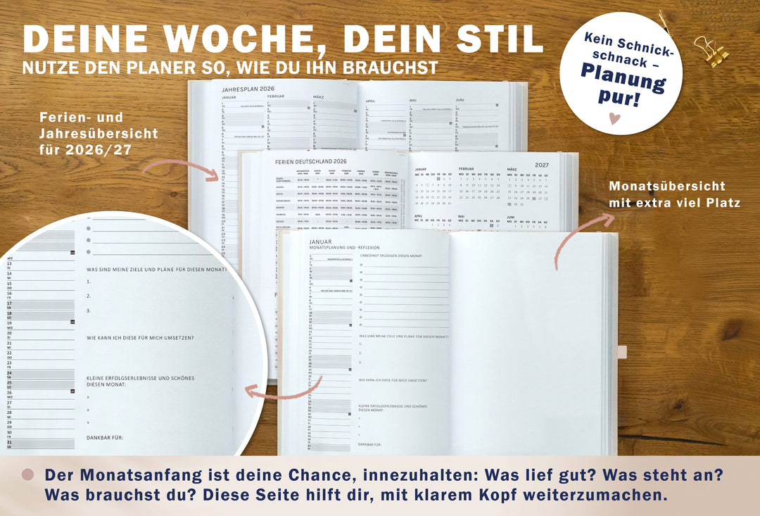 Terminkalender 2026 als Hausaufgabenheft oder Schülerkalender verwendbar, Mädchen & Teenager