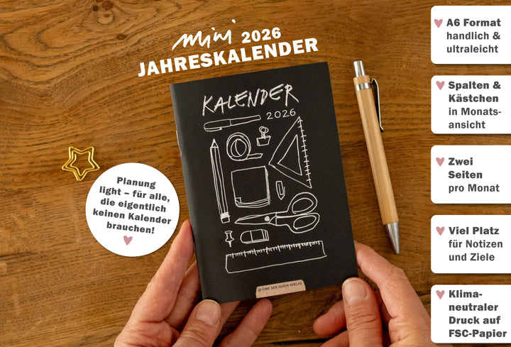 Terminkalender 2026 als Hausaufgabenheft oder Schülerkalender verwendbar, Erwachsene & Teenager