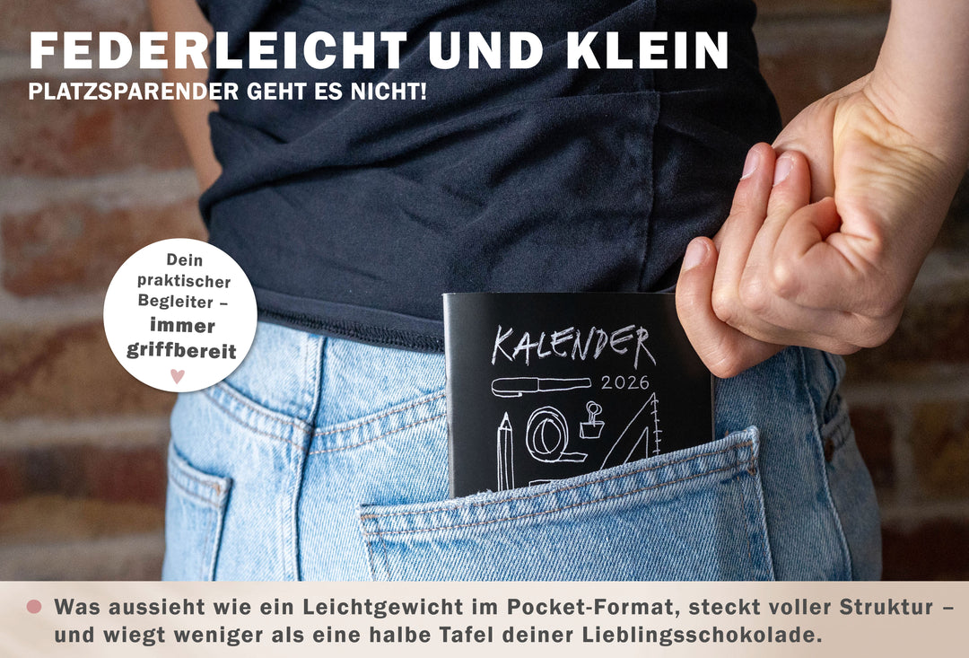 A6 Terminkalender 2026 mit blanko Seiten liniert für Skizzen, Doodles, Bullet Journaling