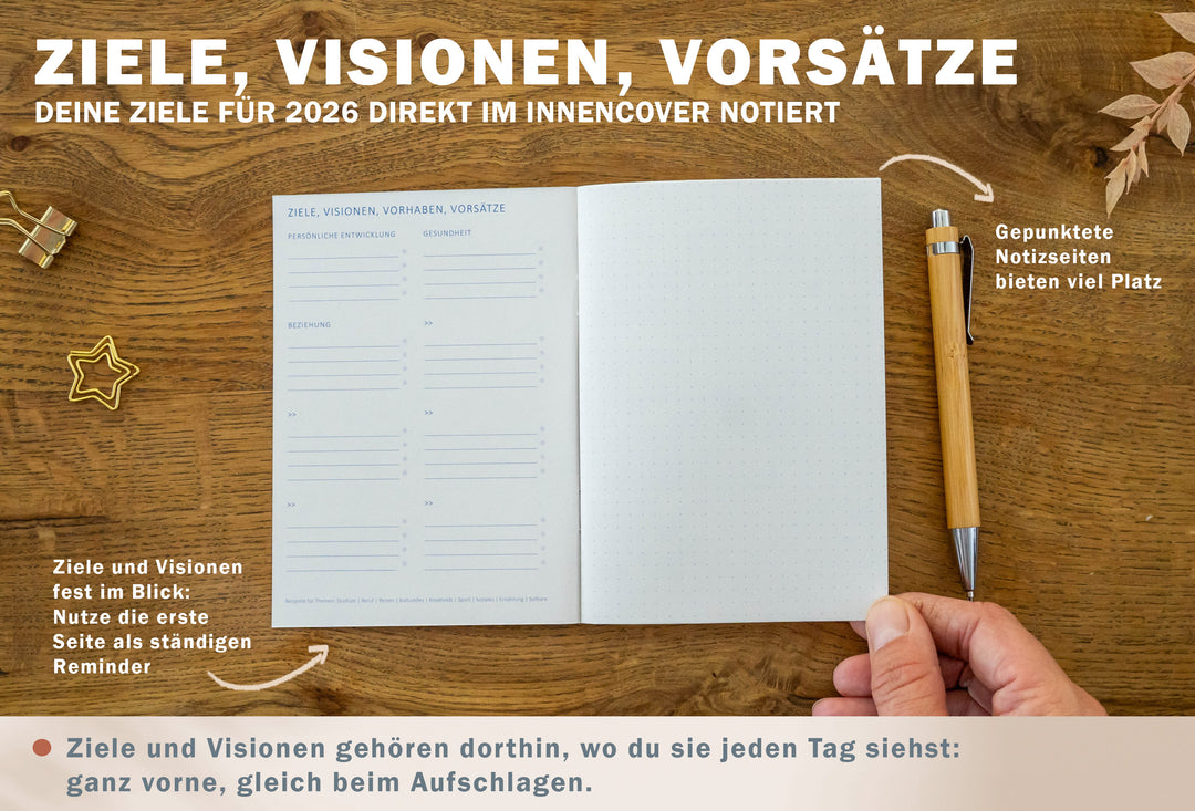 A6 Terminkalender - Kalender 2026 | mini Monatsplaner & Notizbuch | kleiner Taschenkalender | Creme