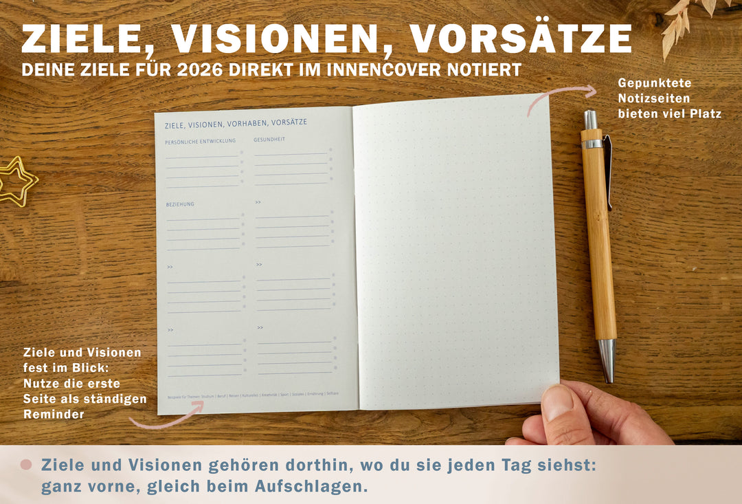 A6 Terminkalender - Kalender 2026 | mini Monatsplaner & Notizbuch | kleiner Taschenkalender | Blau