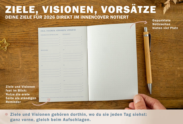 A6 Terminkalender - Kalender 2026 | mini Monatsplaner & Notizbuch | kleiner Taschenkalender | Blau