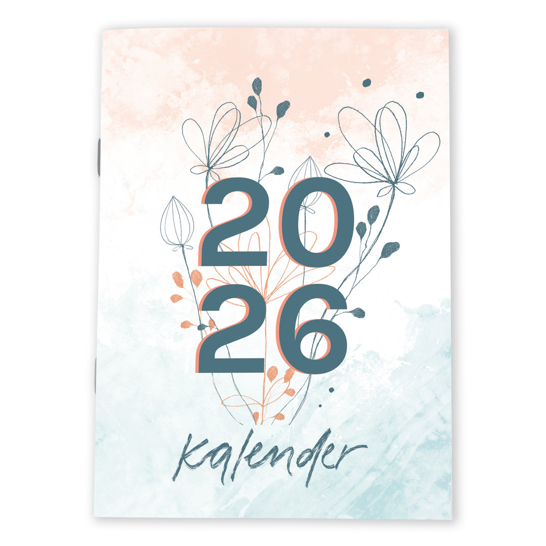 A6 Terminkalender - Kalender 2026 | mini Monatsplaner & Notizbuch | kleiner Taschenkalender | Weiß Petrol
