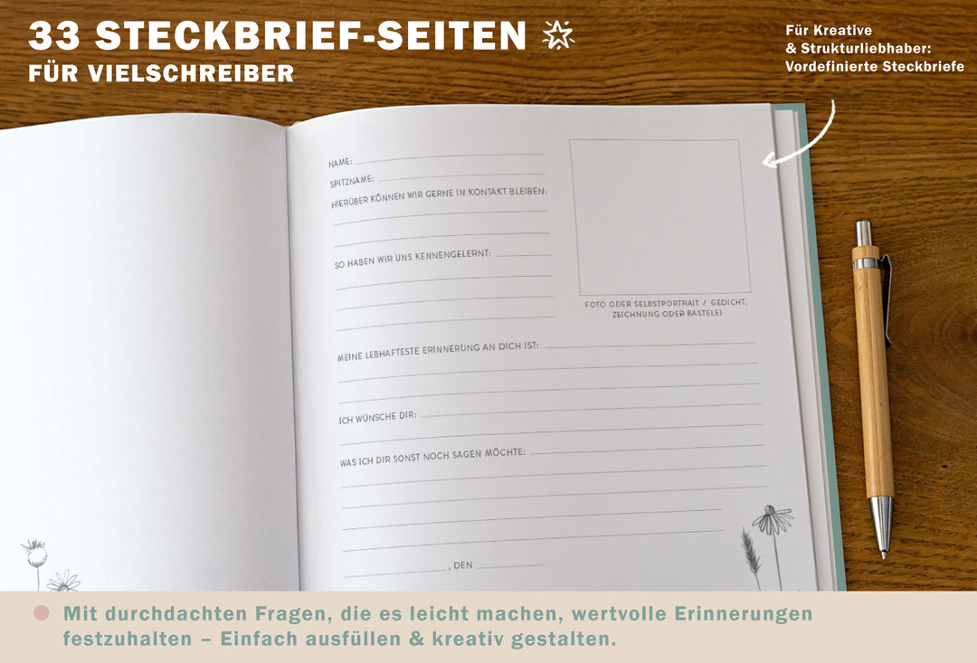Abschiedsbuch für Kollegen, Lehrer, Freunde - Es war schön mit dir! - Abschiedsgeschenk, mint grün weiß, 92 blanko Seiten, Hardcover, 120g FSC Papier