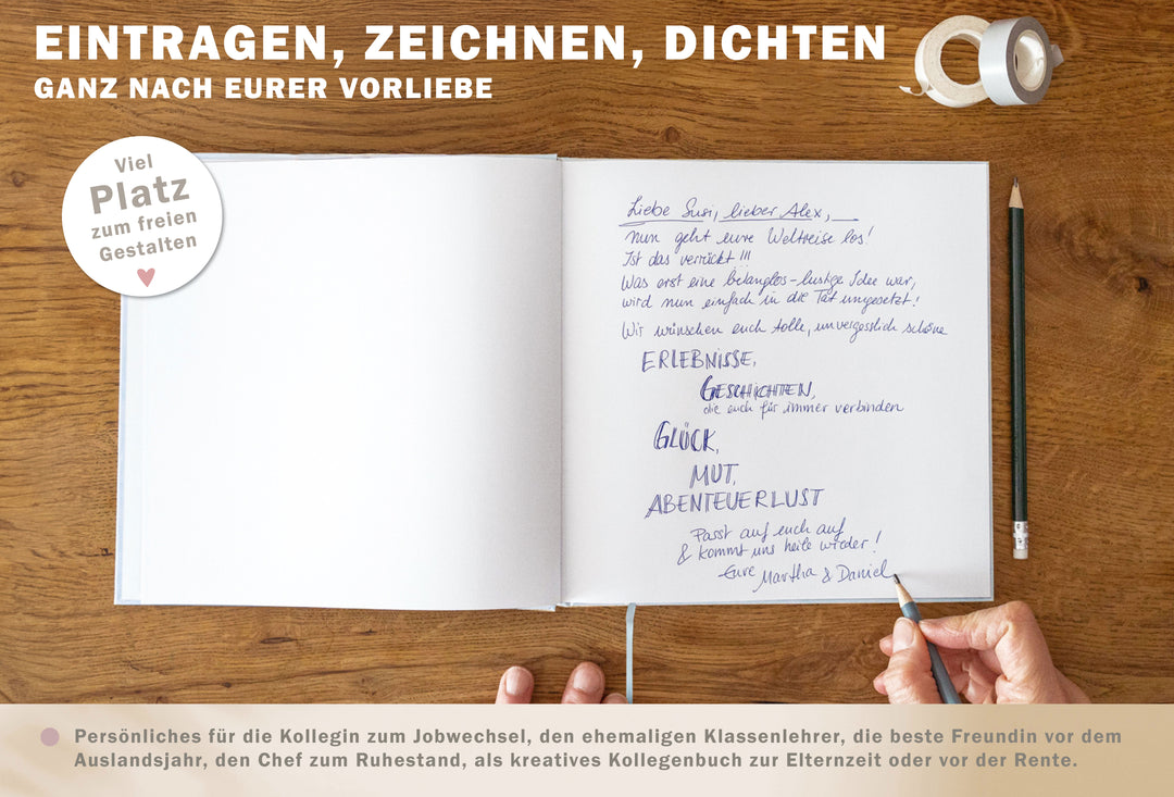 Abschiedsbuch für Kollegen, Lehrer, Freunde - Danke für die fabelhafte Zeit - Abschiedsgeschenk, Weiß Beige, 100 Blanko Seiten, Hardcover, 120g FSC papier