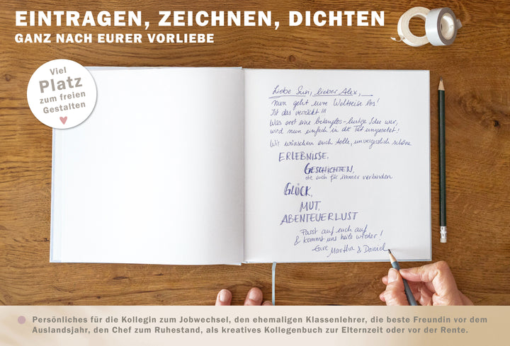 Abschiedsbuch für Kollegen, Lehrer, Freunde - Danke für die fabelhafte Zeit - Abschiedsgeschenk, Weiß Beige, 100 Blanko Seiten, Hardcover, 120g FSC papier