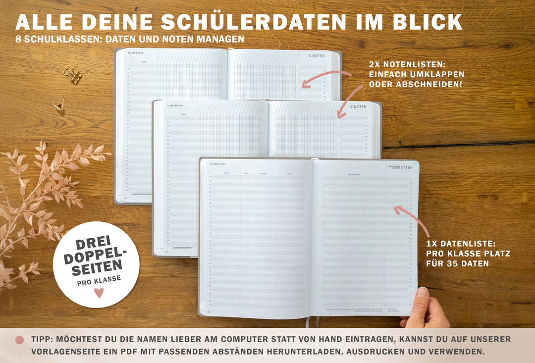 Lehrerkalender 2025 2026 | A5+ Lehrer-Planer für Unterrichtsvorbereitung & Schuljahr Planung | 4 Seiten pro Woche | klimaneutral, Grau Beige
