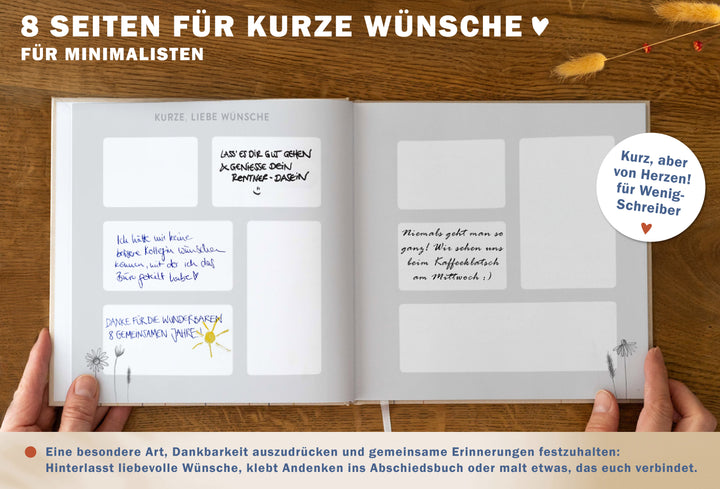 Abschiedsbuch für Kollegen, Lehrer, Freunde - Es war schön mit dir! - Abschiedsgeschenk, creme beige, 92 blanko Seiten, Hardcover, 120g FSC Papier