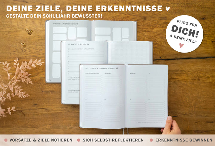Lehrerkalender 2025 2026 | A5+ Lehrer-Planer für Unterrichtsvorbereitung & Schuljahr Planung | 4 Seiten pro Woche | klimaneutral, Grau Beige